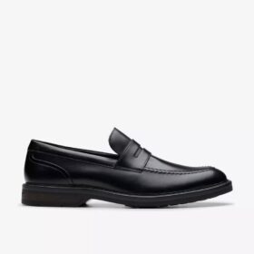 Mens Aldwin Step Black Leather Loafer Shoes Mens Aldwin Step Black Leather Loafer Shoes