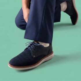 Mens Brantin Plain Navy Knit Derby Shoe Mens Brantin Plain Navy Knit Derby Shoe