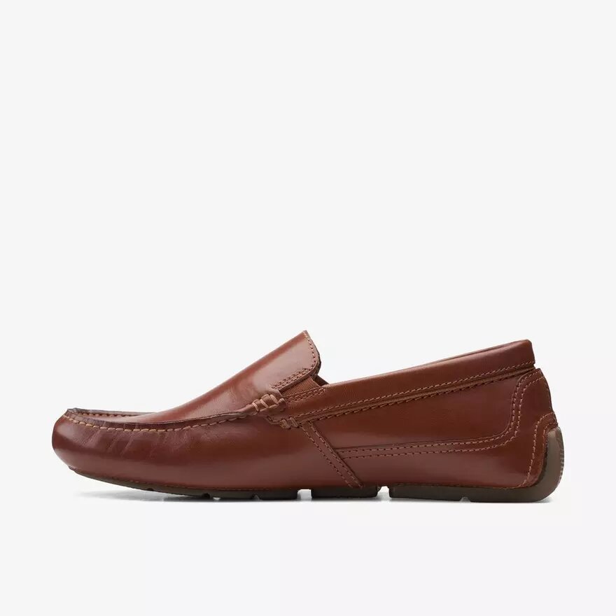 Mens Markman Plain Dark Tan Leather Driving Moc Loafer Mens Markman Plain Dark Tan Leather Driving Moc Loafer
