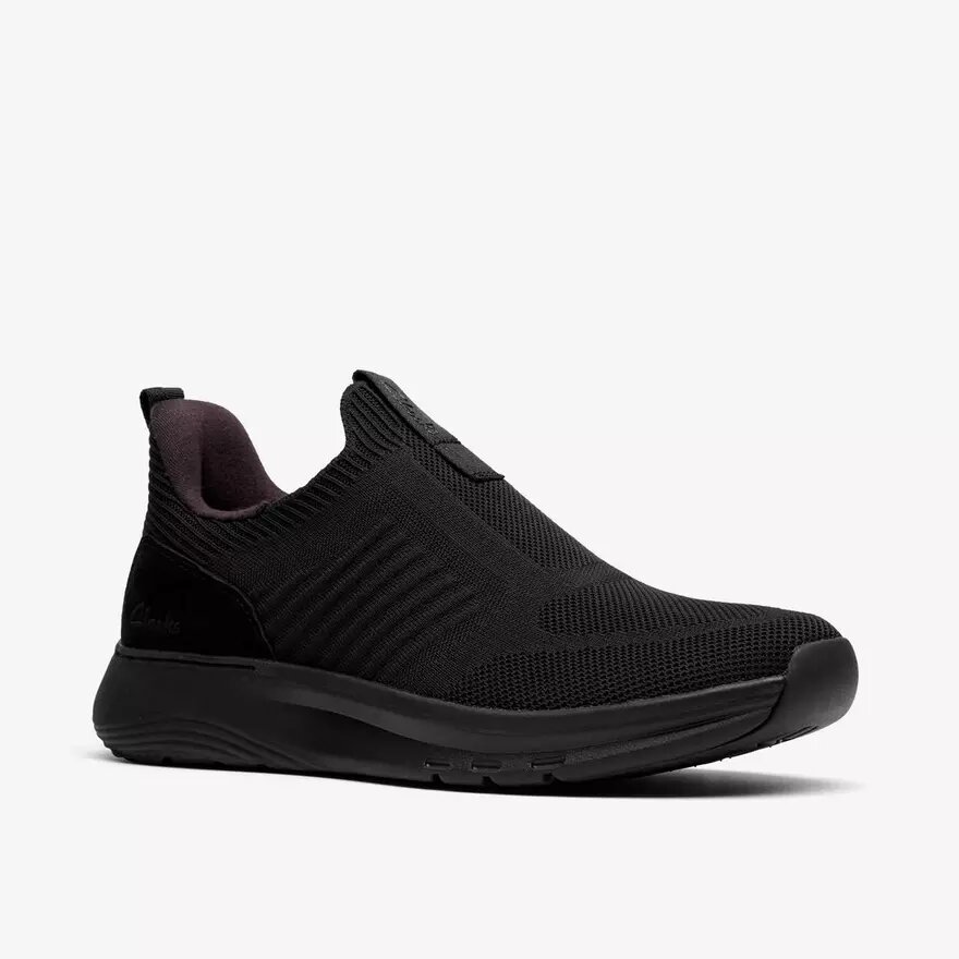 Mens Motion Trek in Black Knit Sneakers Mens Motion Trek in Black Knit Sneakers