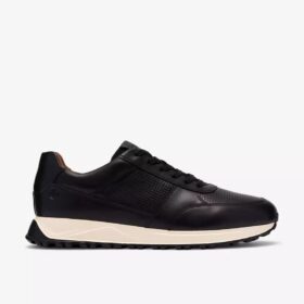 Mens Radwell Tie Black Leather Sneakers