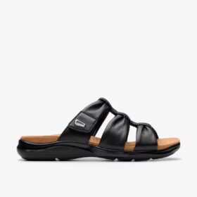Women’s Kitly Slide Black Leather Flat Sandals Women’s Kitly Slide Black Leather Flat Sandals