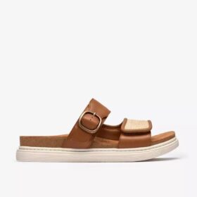 Womens Arwell Step Tan Leather Flat Sandals Womens Arwell Step Tan Leather Flat Sandals
