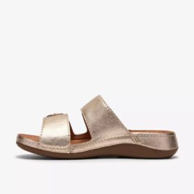 Womens Cecily Step Champagne Leather Flat Sandals Womens Cecily Step Champagne Leather Flat Sandals