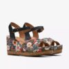 Womens Chicly Floral Black Print Wedges Womens Chicly Floral Black Print Wedges