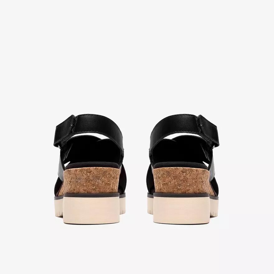Womens Diaz Cross Black Leather Wedges Womens Diaz Cross Black Leather Wedges