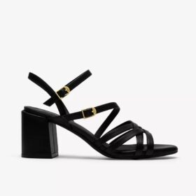 Womens Ezoria Strap Black Leather Strappy Sandals Womens Ezoria Strap Black Leather Strappy Sandals