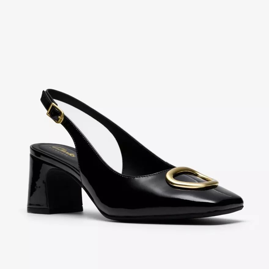 Womens Fernie Sling Black Patent Leather Court Shoes Womens Fernie Sling Black Patent Leather Court Shoes