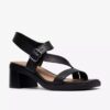 Womens Jaylan Sol Black Leather Heeled Sandals