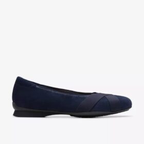 Womens Jazmynn Gem Navy Suede Ballet Flats Womens Jazmynn Gem Navy Suede Ballet Flats