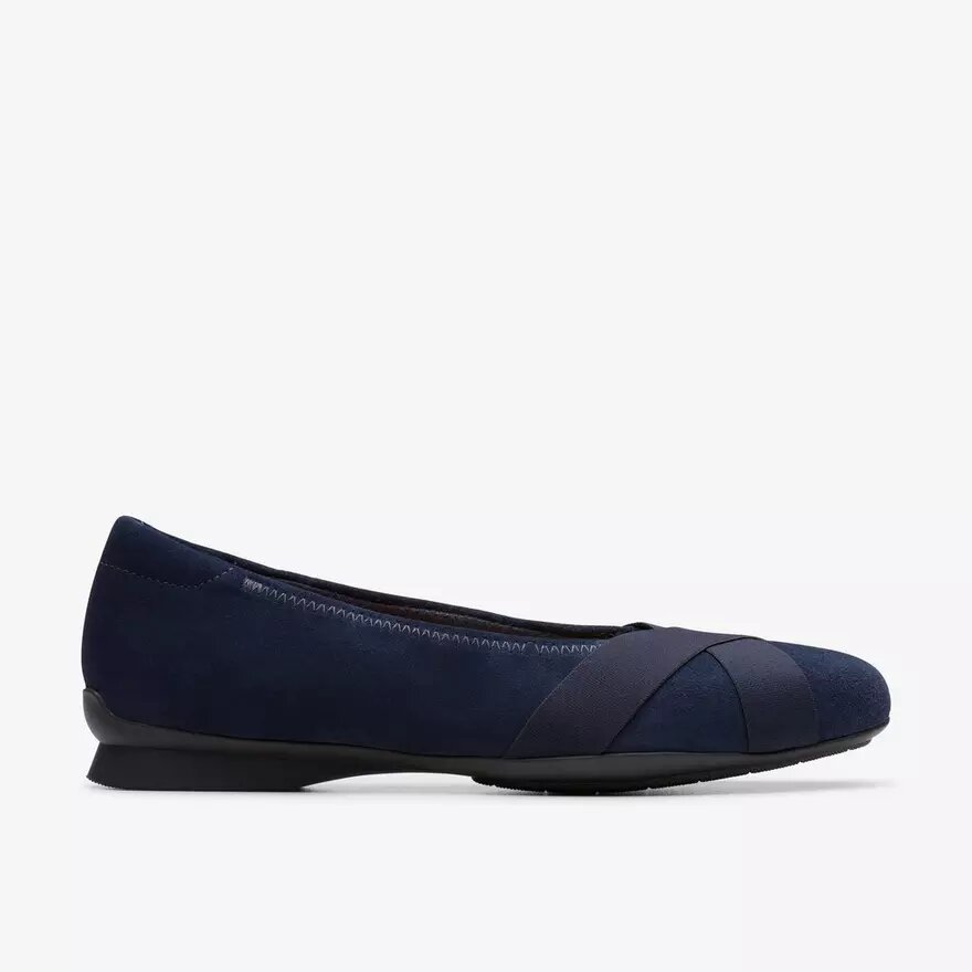 Womens Jazmynn Gem Navy Suede Ballet Flats Womens Jazmynn Gem Navy Suede Ballet Flats