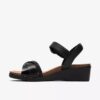 Womens Kacha Twist Black Leather Wedges Womens Kacha Twist Black Leather Wedges