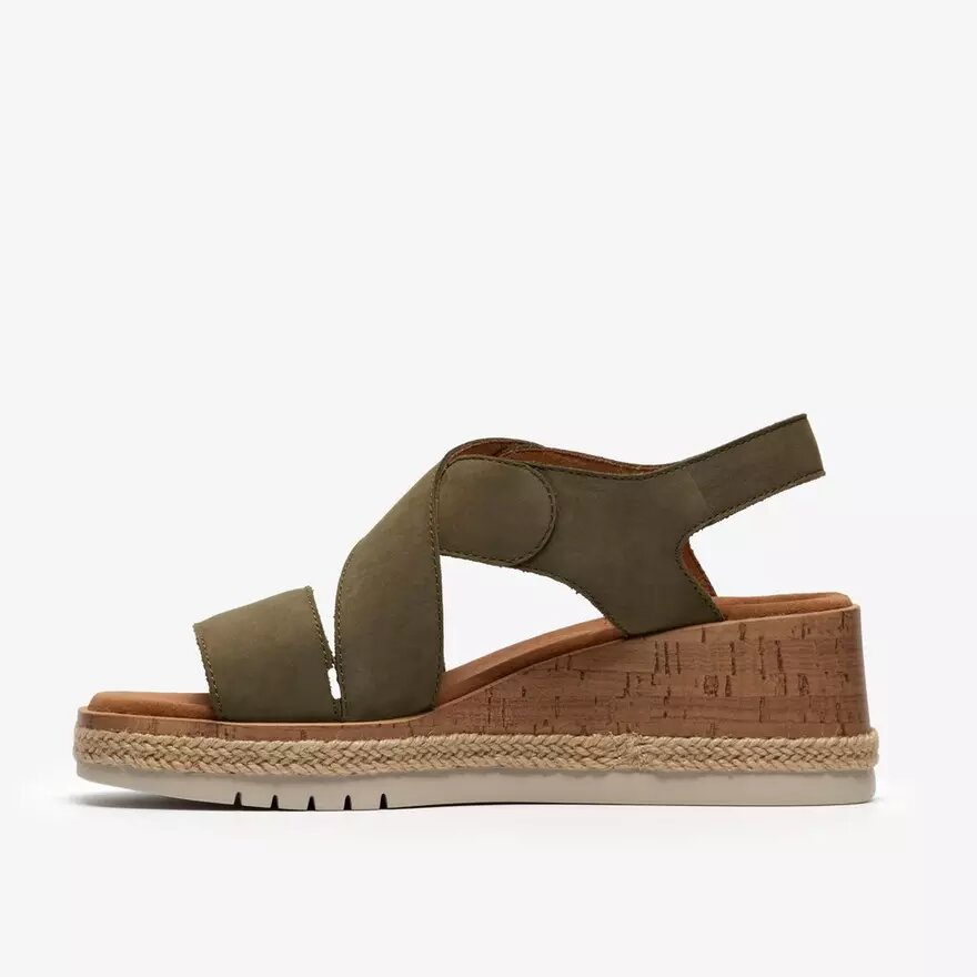 Womens Kidiki Sun Dark Olive Nubuck Wedges Womens Kidiki Sun Dark Olive Nubuck Wedges