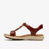 Womens Kitly Gem Burnt Orange Leather Flat Sandals