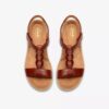 Womens Kitly Gem Burnt Orange Leather Flat Sandals