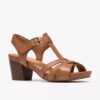 Womens Kymber Glow Tan Leather Heeled Sandals