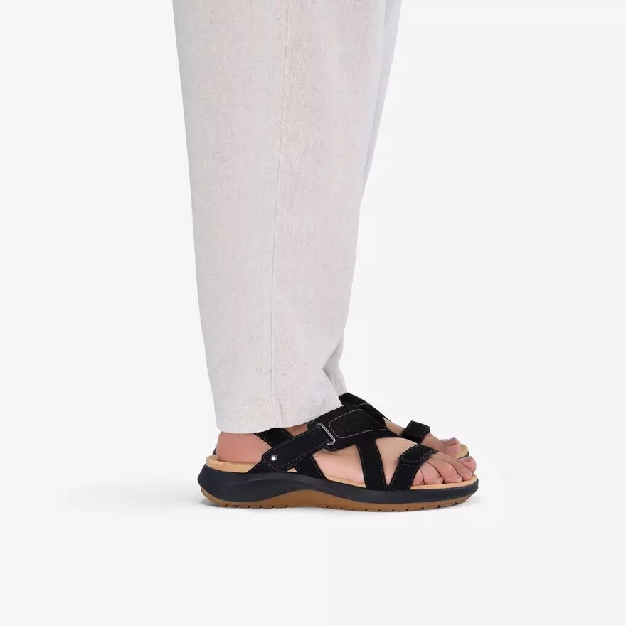 Womens Maelynn Gem Black Nubuck Flat Sandals Womens Maelynn Gem Black Nubuck Flat Sandals