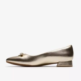 Womens Natalyn Trim Gold Metallic Slip-Ons | Clark Womens Natalyn Trim Gold Metallic Slip-Ons | Clark