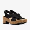 Womens Nerisa West Black Nubuck Wedges