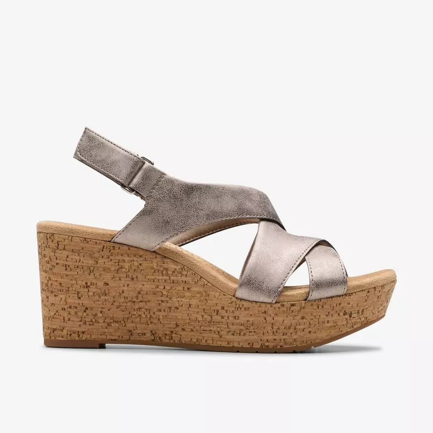 Womens Rose Style Taupe Metallic Wedges Womens Rose Style Taupe Metallic Wedges