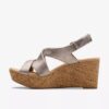 Womens Rose Style Taupe Metallic Wedges Womens Rose Style Taupe Metallic Wedges