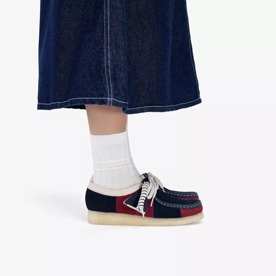 Womens Wallabee Navy Stripe Wallabees Womens Wallabee Navy Stripe Wallabees