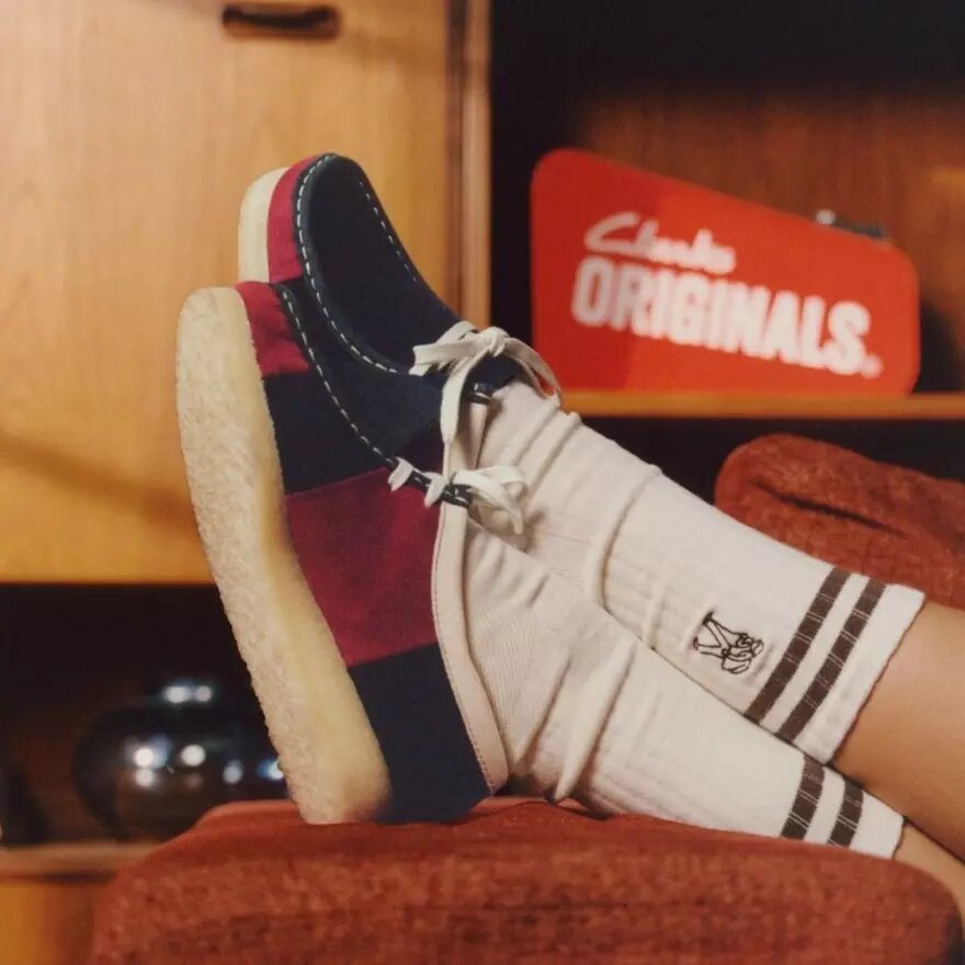 Womens Wallabee Navy Stripe Wallabees Womens Wallabee Navy Stripe Wallabees