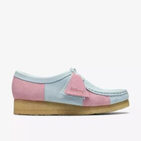 Womens Wallabee Pale Blue Pink Stripe Womens Wallabee Pale Blue Pink Stripe