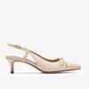 Womens Zarey Bow Cream Leather Pumps