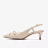 Womens Zarey Bow Cream Leather Pumps