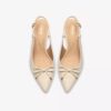 Womens Zarey Bow Cream Leather Pumps