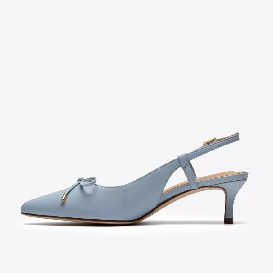 Womens Zarey Bow Light Blue Leather Pumps Womens Zarey Bow Light Blue Leather Pumps